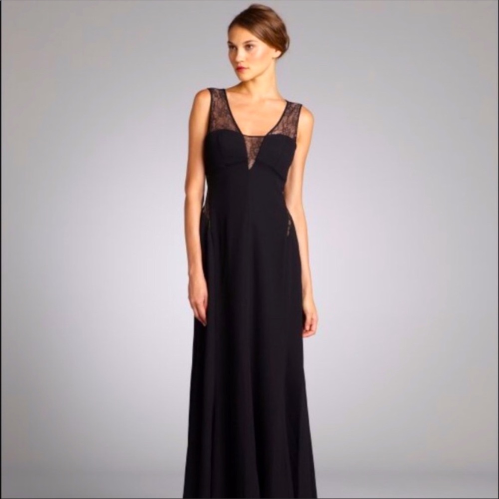 BCBGMaxAzria Ariel Lace Inset Gown Illusion Dress Black size 8